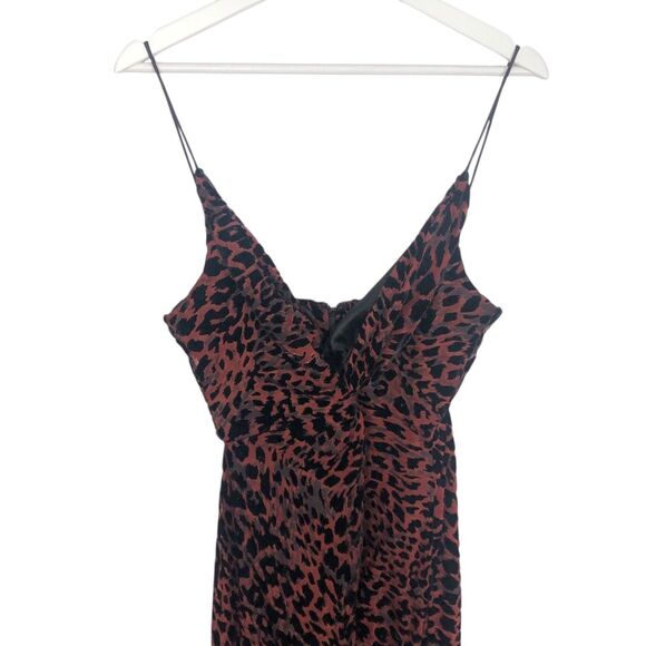 MISHA RED LEOPARD HARPA DRESS Burnout Velvet Front Slit Lined  US 10 $419.95 - Picture 5 of 13